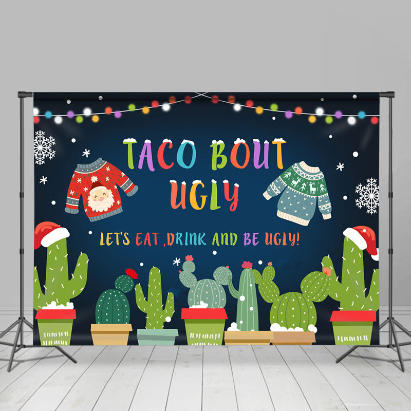 Lofaris Taco Bout Ugly Themed Merry Christmas Holiday Backdrop
