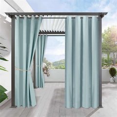 Lofaris Light Blue Waterproof Grommet Top Outdoor Curtains for Balcony