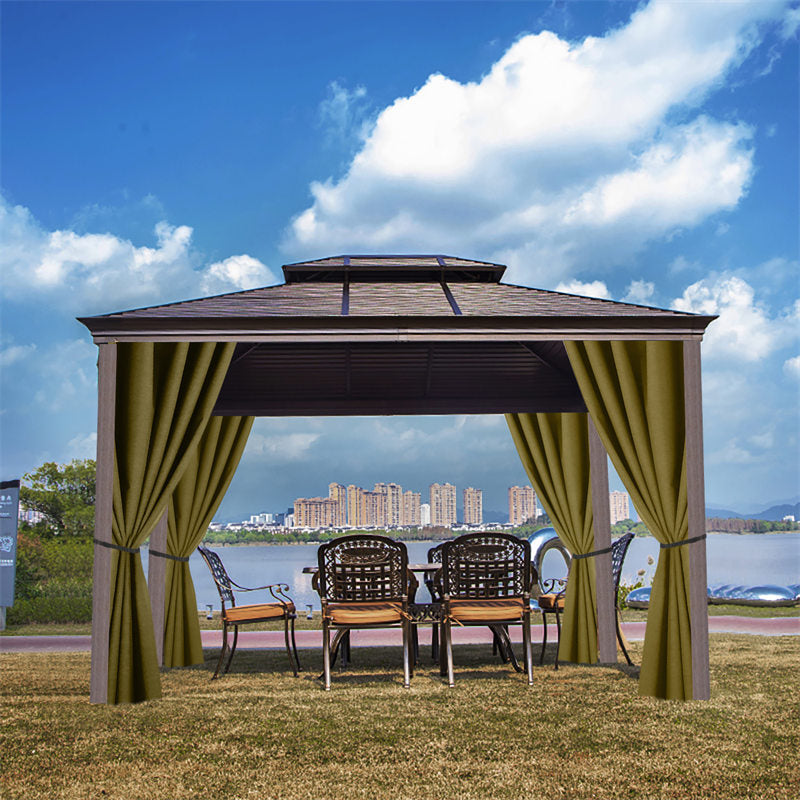 Lofaris Coffee Pergola Waterproof Grommet Top Outdoor Curtains for Front Porch