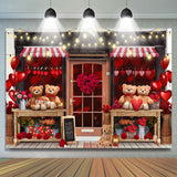 Load image into Gallery viewer, Lofaris Teddy Bear And Love Store Happy Valentines Backdrop