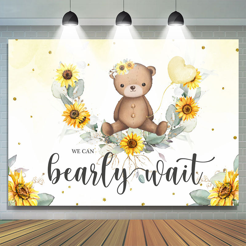 Lofaris Teddy Bear And Sunflower Baby Shower Backdrop For Girl
