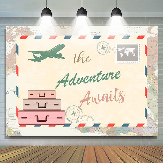 Lofaris The Adventure Awaits Plane Theme Baby Shower Backdrop