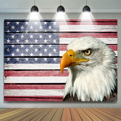 Lofaris The US Flag Wood And Eagle Happy Independence Backdrop