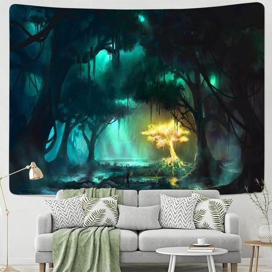 Lofaris The Wizard of Oz Misty Scene Trippy Forest Wall Tapestry