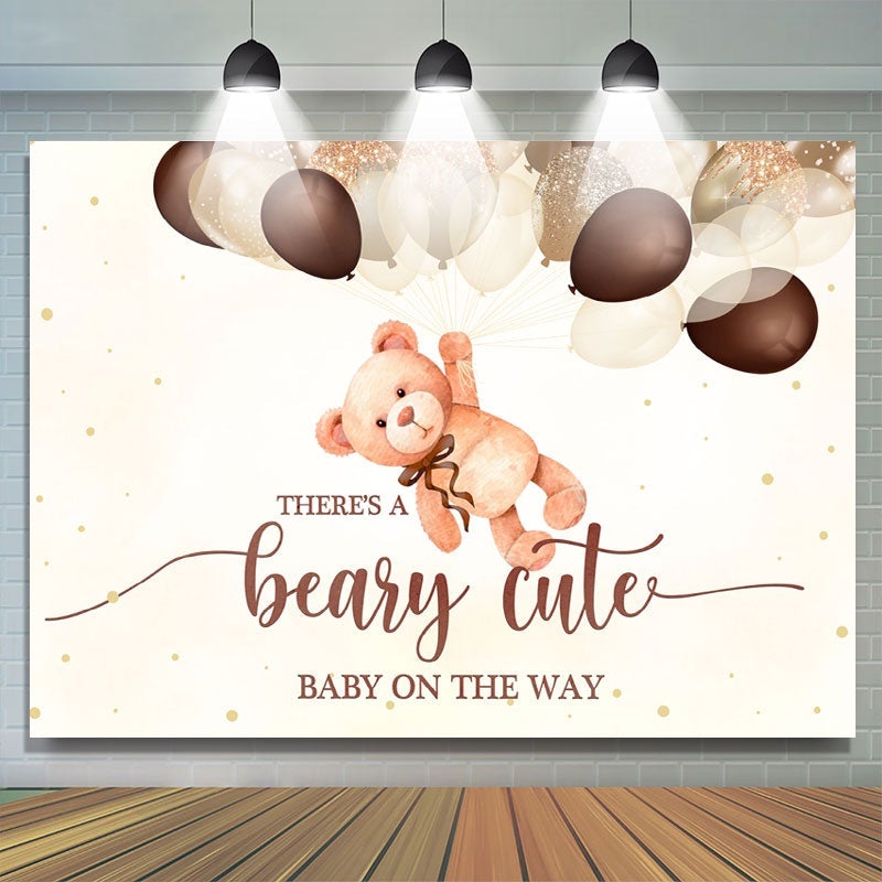 Lofaris Theres A Beary Cute Baby on the Way Shower Backdrop