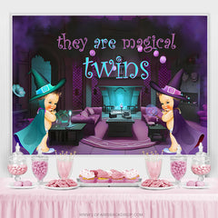 Lofaris They Are Magical Twins Purple Baby Shower Backdrop