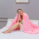 Load image into Gallery viewer, Lofaris Pink Handmade Super Warm And Soft Chunky Knit Blanket