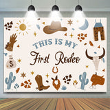 Load image into Gallery viewer, Lofaris This Is My First Redeo Cowboy Happy Birthday Backdrop