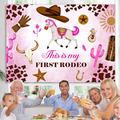 Lofaris This Is My First Redeo Cowgirl Birthday Backdrop