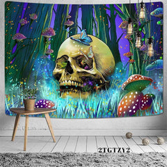 Lofaris Thriller Skull Forest Halloween 3D Printed Wall Tapestry