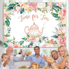 Lofaris Time for Tea Pink Floral Teapot Backdrop Party