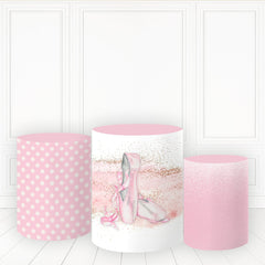 Lofaris Toe Shoes Glitter Plinth Cover Pink And White Cylinder