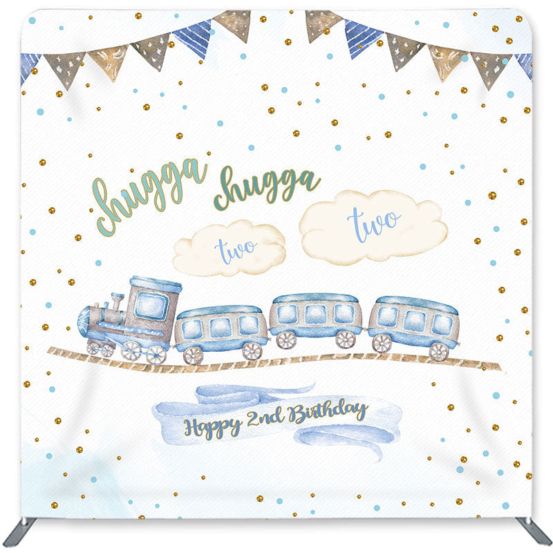 Lofaris Train Double-Sided Backdrop for Happy 2nd Birthday