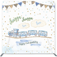 Lofaris Train Double-Sided Backdrop for Happy 2nd Birthday