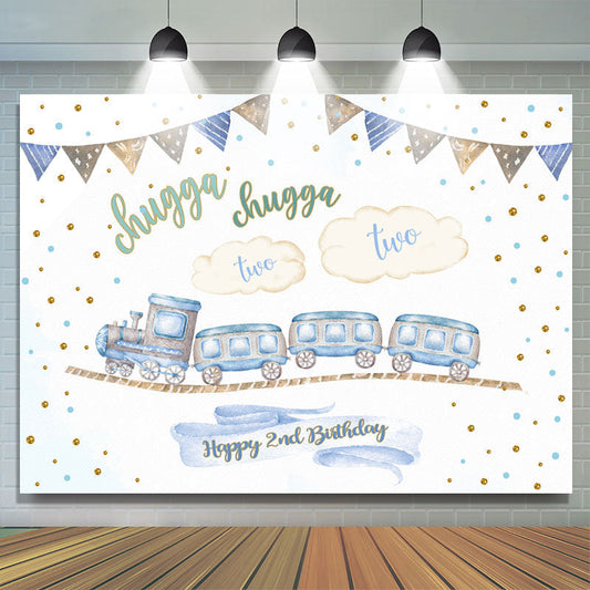 Lofaris Train Happy 2nd Birthday Backdrop for Photoshoot