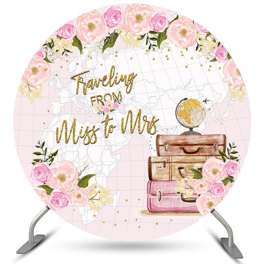 Lofaris Traveling Pink Sweet Floral Round Wedding Backdrop
