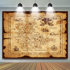 Lofaris Treature Island Map Brown Paper Pirate Party Backdrop For Kids