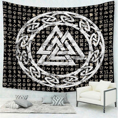 Lofaris Trippy Divination Black And White Geometric Wall Tapestry