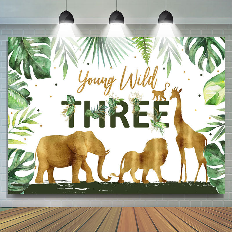Lofaris Tropical Rainforest Young Wild 3rd Birthday Backdrop