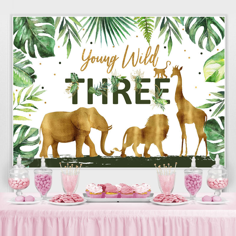 Lofaris Tropical Rainforest Young Wild 3rd Birthday Backdrop