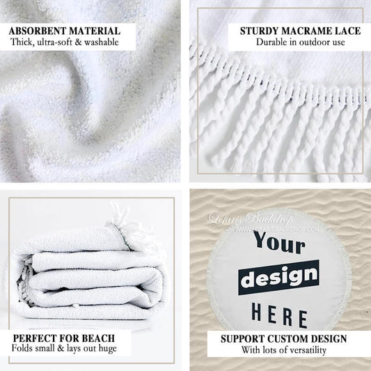 Lofaris Tropical Sea Turtle Watercolor Painting Round Beach Towel