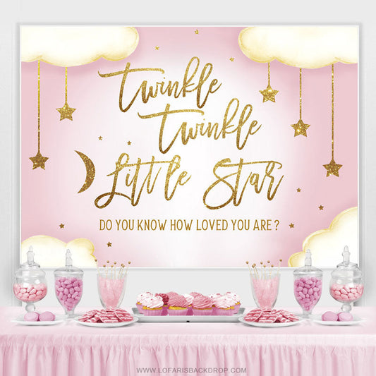Lofaris Twinkle Glitter Stars With Cloud Baby Shower Backdrop