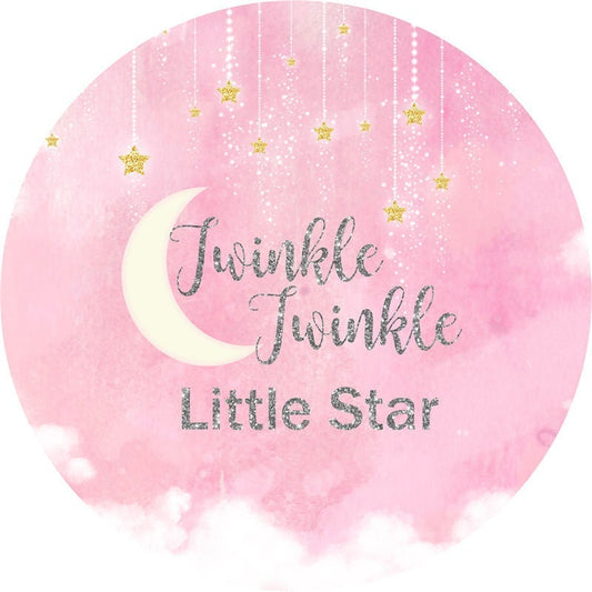 Lofaris Twinkle Themed Pink Girl Baby Shower Round Backdrop