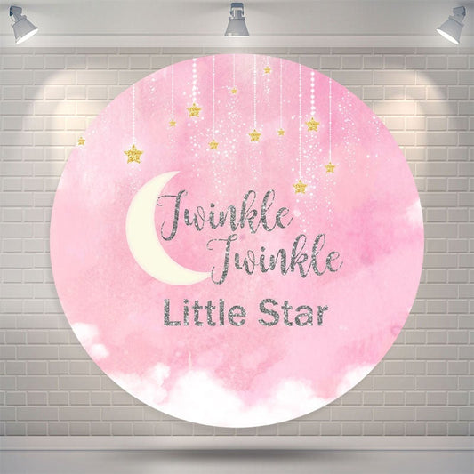 Lofaris Twinkle Themed Pink Girl Baby Shower Round Backdrop