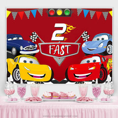 Lofaris Two Fast Race Car 2nd Boy Birthday Party Backdrop