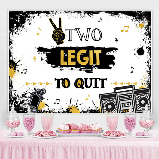 Lofaris Two Legit White And Black Birthday Backdrop For Party