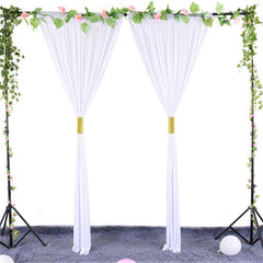 Lofaris Two Panels White Tulle Backdrop Curtain Wedding Arch Drapes 5FT X 10FT