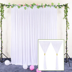 Lofaris Two Panels White Tulle Backdrop Curtain Wedding Arch Drapes 5FT X 10FT