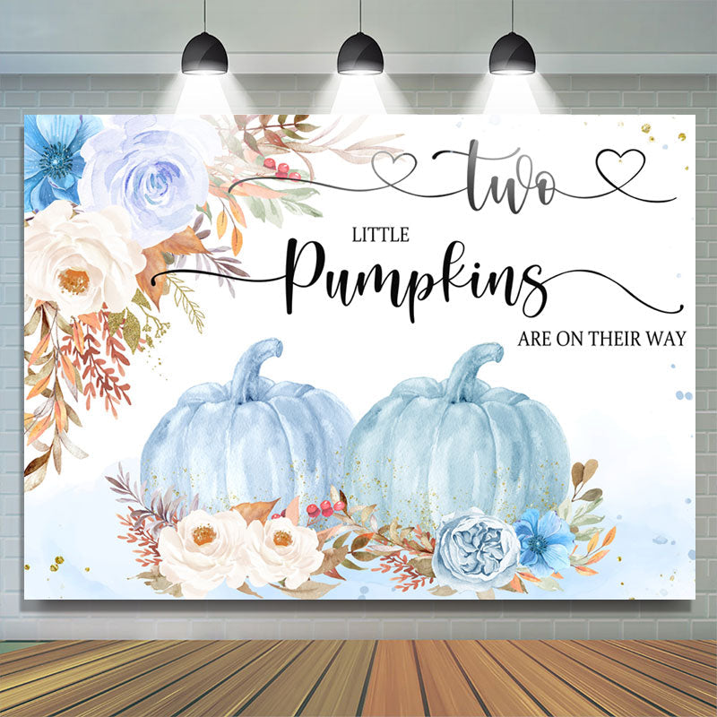 Lofaris Two Pumpkins Are On Their Way Twins Baby Shower Backdrop