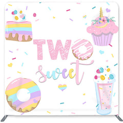 Lofaris Two Sweet Desserts Double-Sided Backdrop for Birthday