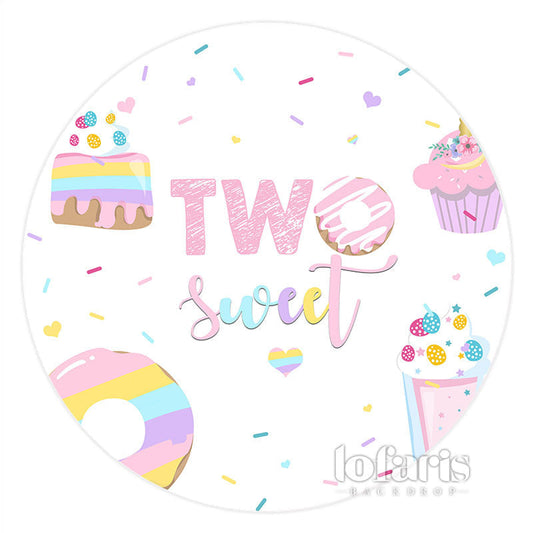 Lofaris Two Sweet Donut Candy Land Circle Birthday Backdrop