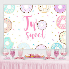Lofaris Two Sweet Donut themed Happy 2Rd Birthday Backdrop