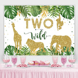 Load image into Gallery viewer, Lofaris Two Wild Green Palm Leaves Golden 2Rd Birthday Backdrop
