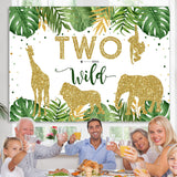 Load image into Gallery viewer, Lofaris Two Wild Green Palm Leaves Golden 2Rd Birthday Backdrop