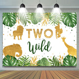 Load image into Gallery viewer, Lofaris Two Wild Tropical Jungle Animals 2nd Birthday Backdrop
