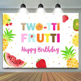 Load image into Gallery viewer, Lofaris Twotti Frutti Watercolor Fruits Girls Birthday Backdrop