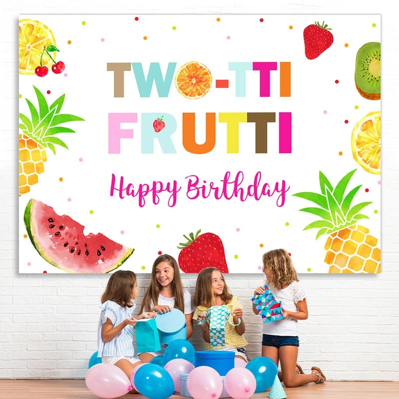 Lofaris Twotti Frutti Watercolor Fruits Girls Birthday Backdrop