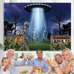 Lofaris UFO Alien Spaceship Science Birthday Party Backdrop For Boy