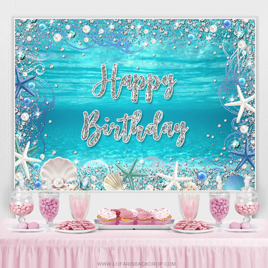 Lofaris Under The Sea Pearl Shell Happy Birthday Backdrop