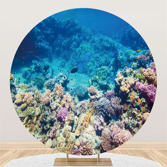 Lofaris Underwater Coral Reef And Fish Round Backdrop For Summer