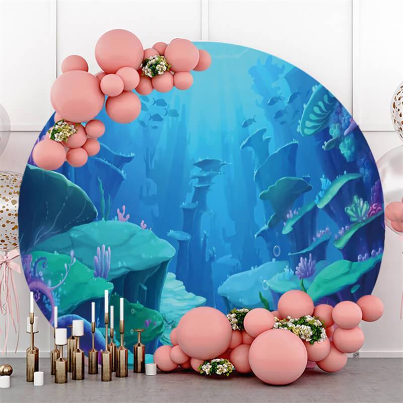 Lofaris Underwater World Circle Birthday Backdrop For Party