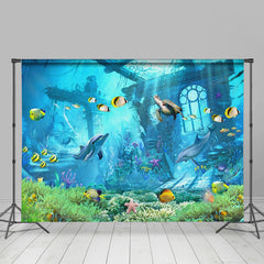 Lofaris Underwater World Ocean Theme Blue Birthday Backdrop
