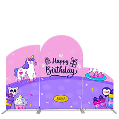 Lofaris Unicorn Cartoon Dessert Birthday Arch Backdrop Kit