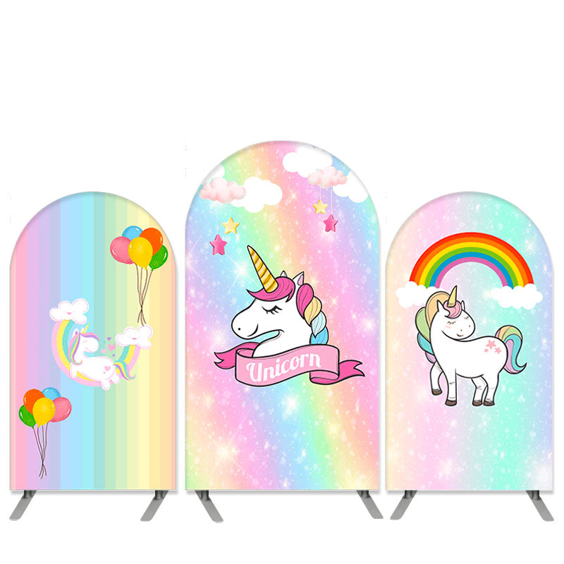 Lofaris Unicorn Theme Balloons Arch Backdrop Kit for Birthday
