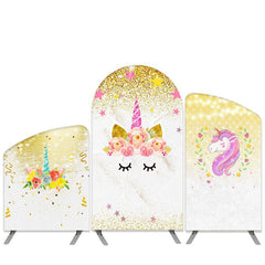 Lofaris Unicorn Theme Gold Glitter Arch Backdrop Kit For Birthday