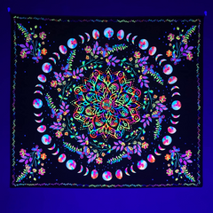 Lofaris UV Blacklight Plant Bohemian Nature Phase Flower Tapestry